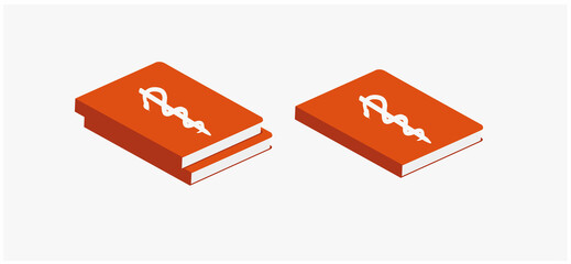 red books with medical snake, vector, eps, illustration