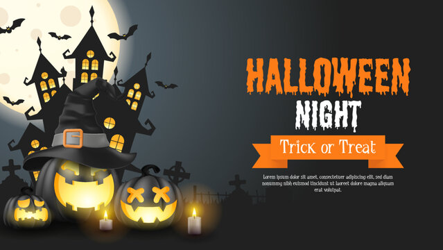 Happy Halloween. Halloween vector illustration with halloween pumpkins, and halloween elements.
