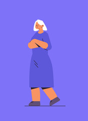 senior woman in casual clothes grandmother standing pose female cartoon character full length vertical