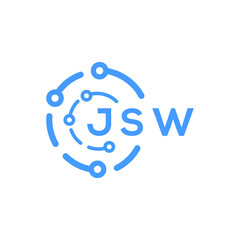 JSW technology letter logo design on white  background. JSW creative initials technology letter logo concept. JSW technology letter design.
