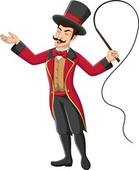 Cartoon circus trainer holding a whip
