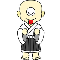 目を閉じる一つ目小僧のイラスト