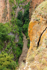 Beautiful narrow canyon in the mountains. Gryz village. Guba region. Azerbaijan.