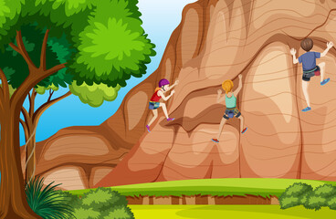 Obraz na płótnie Canvas Outdoor scene with rock climber on cliff