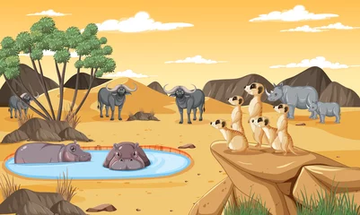 Dryland forest landscape with animals © blueringmedia