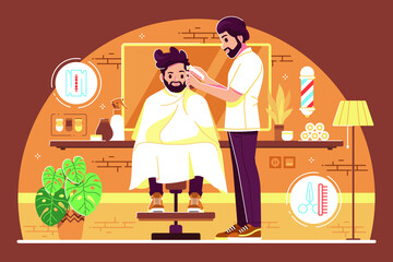 barber shop flat design illustration concept