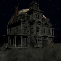 3d illustration of an haunted house
