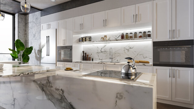 quartz and marble kitchen countertops