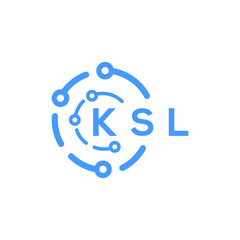 KSL technology letter logo design on white  background. KSL creative initials technology letter logo concept. KSL technology letter design.
