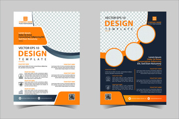 Orange and Black corporate business annual report brochure flyer design template vector, Leaflet cover presentation abstract geometric background, modern publication poster magazine, layout in A4 size