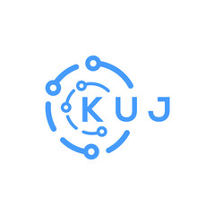 KUJ technology letter logo design on white  background. KUJ creative initials technology letter logo concept. KUJ technology letter design.