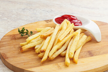 French fried potato over board