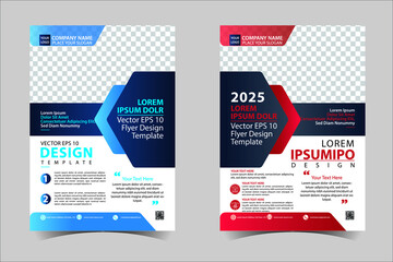 Blue and Red  corporate business annual report brochure flyer design template vector, Leaflet cover presentation abstract geometric background, modern publication poster magazine, layout in A4 size