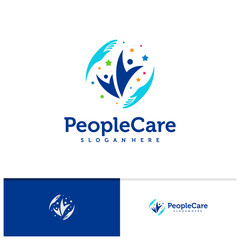 People care logo vector template, Creative People care logo design concepts