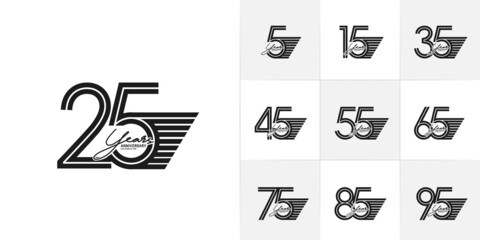 set of anniversary premium collection black color can be use for celebration event