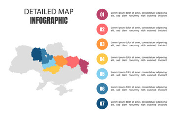 Fototapeta na wymiar Modern Detailed Map Infographic of Ukraine