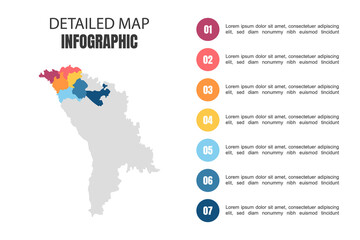 Fototapeta na wymiar Modern Detailed Map Infographic of Moldova