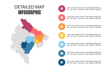 Fototapeta na wymiar Modern Detailed Map Infographic of Montenegro