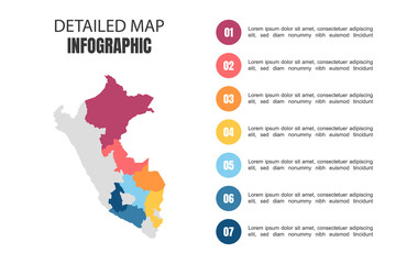 Fototapeta na wymiar Modern Detailed Map Infographic of Peru
