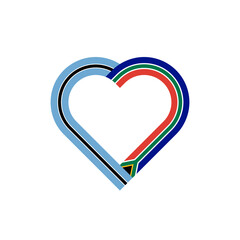 unity concept. heart ribbon icon of botswana and south africa flags. vector illustration isolated on white background