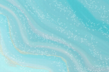 波紋と水の粒・水彩と砂テクスチャの和モダン抽象背景イラスト水色