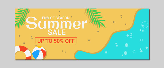 holiday themed banner template design. summer beach banner template
