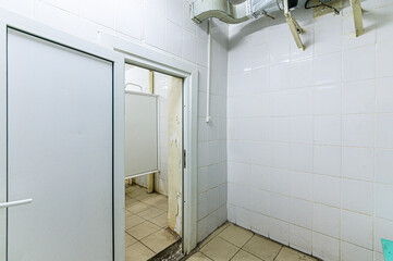 Russia, Moscow- May 21, 2020: interior apartment room bathroom, sink, decorative elements, toilet