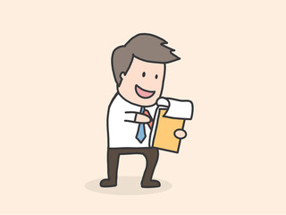 ฺBusinessman taking a memo. Hand drawn style vector design illustrations.