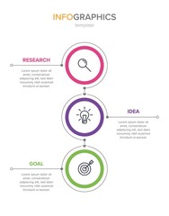 Vertical infographic design with icons and 3 options or steps. Thin line. Infographics business concept. Can be used for info graphics, flow charts, presentations, mobile web sites, printed materials.