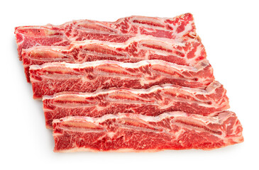 Cross Cut Short Ribs beef isolated on white background, Beef Short Ribs (Sliced) on white background With clipping path.	