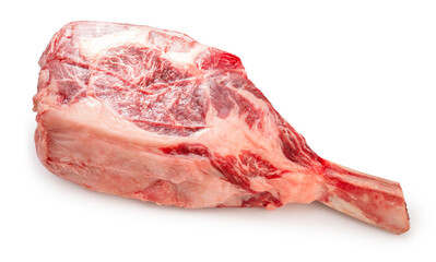 Fresh Tomahawk beef steak isolated on white background, Tomahawk beef steak on white background With clipping path.
