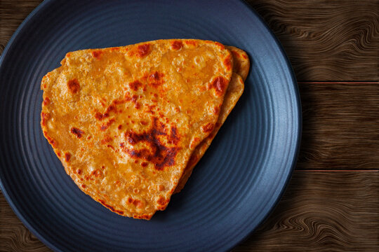 selective focus of popular Indian bread "paratha".