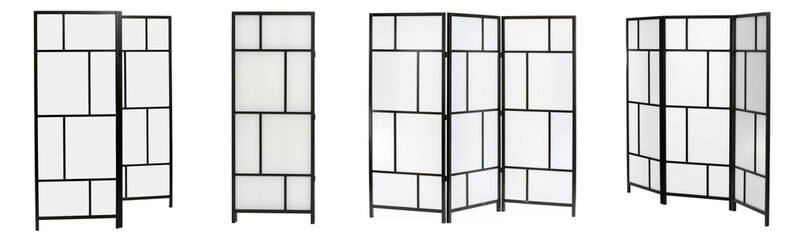Set of modern folding screen isolated on white