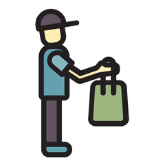 Delivery Man , Delivery service filled outline icon.