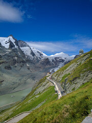 Grossglockner, Austria - August 17, 2019: Grossglockner high alpine road against the blue sky. View...