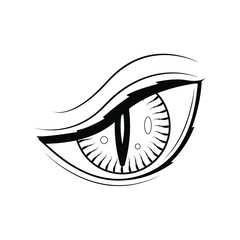 Abstract Black Simple Line Cat Animal Eye Doodle Outline Element Vector Design Style Sketch Isolated On White Background Illustration