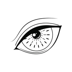 Abstract Black Simple Line People Human Eye Doodle Outline Element Vector Design Style Sketch Isolated On White Background Illustration