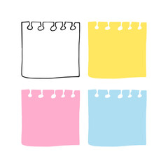 note sheet set. notepad torn page collection. vector illustration hand drawn in doodle style. minimalism, cartoon. icon, template.