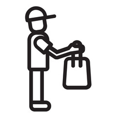 Delivery Man , Delivery service outline icon.