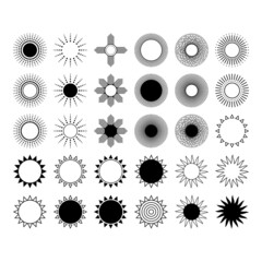 Sun, celestial symbol and sign, magic suns isolated. Cutting template