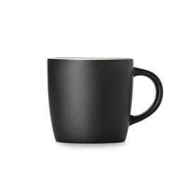 Black ceramic cup isolated on white background