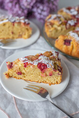 Healthy homemade summer dessert, vegan rhubarb pie