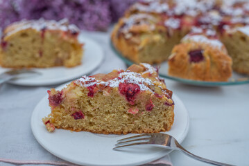 Healthy homemade summer dessert, vegan rhubarb pie