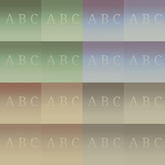capital letters ABC on colour gradients of contrasting and similar hue