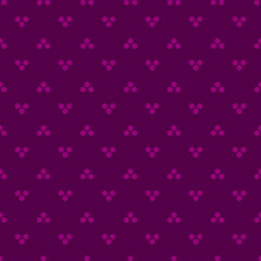 Seamless symmetric pattern with little circles and dots on purple. Decorative wallpaper, good for printing.