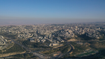 Obraz premium Jerusalem city aerial view, high altitude, may,2022
