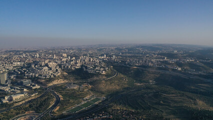 Jerusalem city aerial view, high altitude, may,2022
