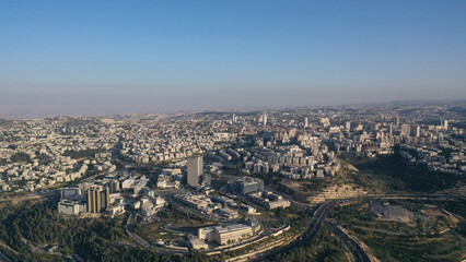 Jerusalem north east city panorama with traffic, aerial view
Drone view of mount (har) hotzvim and city traffic, may, 2022
