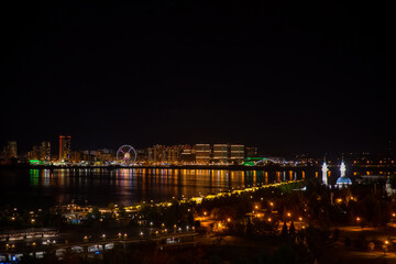 Fototapeta na wymiar Night panorama city Kazan river Kazanka, Republic of Tatarstan Russia