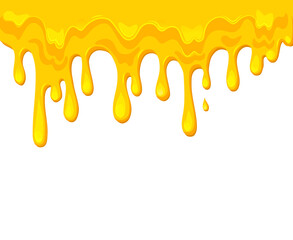 Flowing Melted cheese isolated on white background. Processed cheese wallpaper .Borders of a vector cartoon of hot cheddar, parmesan. 